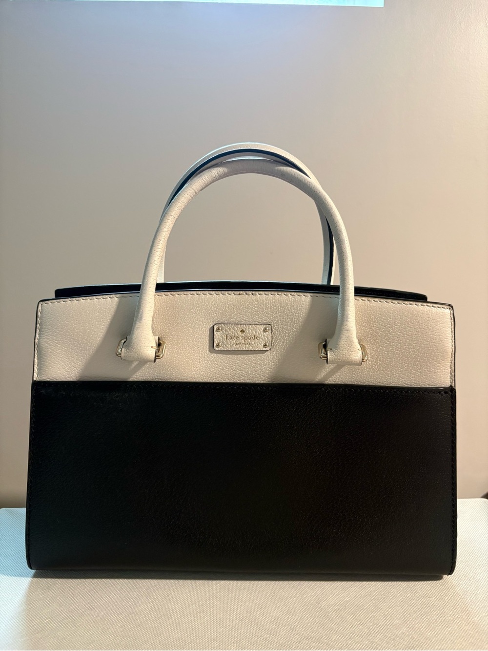 kate spade Black and White Two-Tone Structured Tote